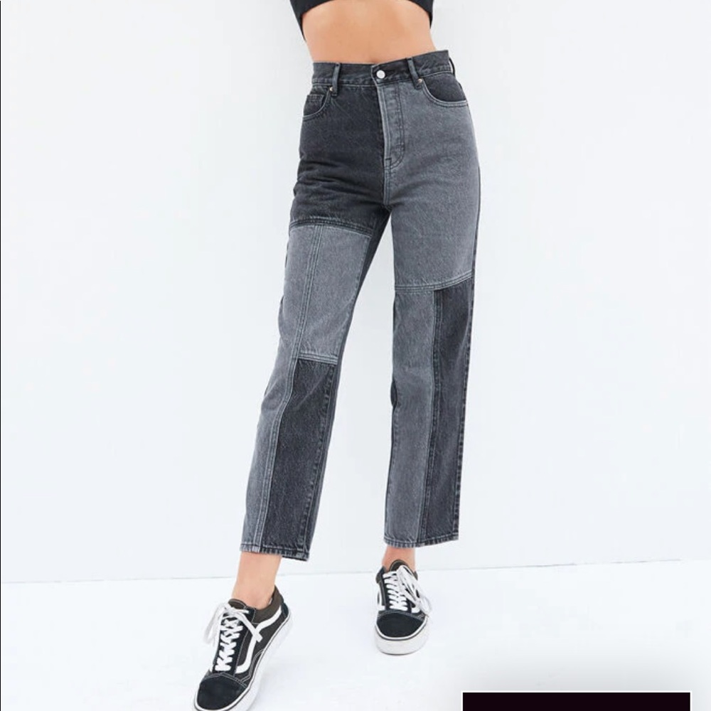 PacSun Two-Tone Black High Waisted Straight Jeans
